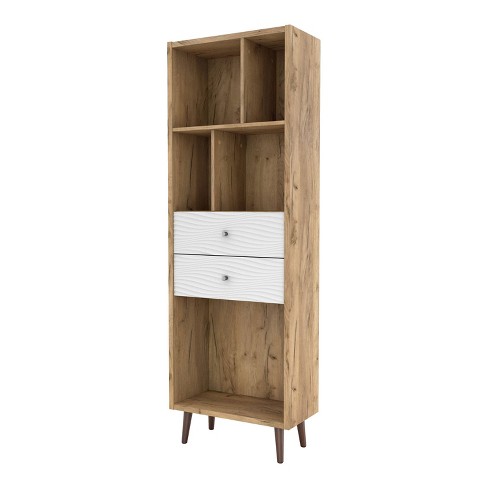 Light oak deals bookcase with drawers