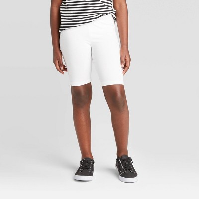 target white biker shorts