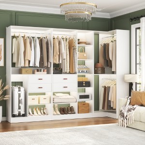 Aheaplus 110'' Set of 3 Freestanding Corner Closet System Organizer for Walk-in Closet - 1 of 4