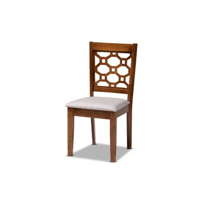 Peter Walnut Brown and Gray Wood Cane Side Chair Set