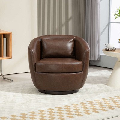 CAVINAS Upholstered Accent Chair with Hidden Storage Space,Modern Teddy Swivel Barrel Chairs for Bedroom,Reading Room