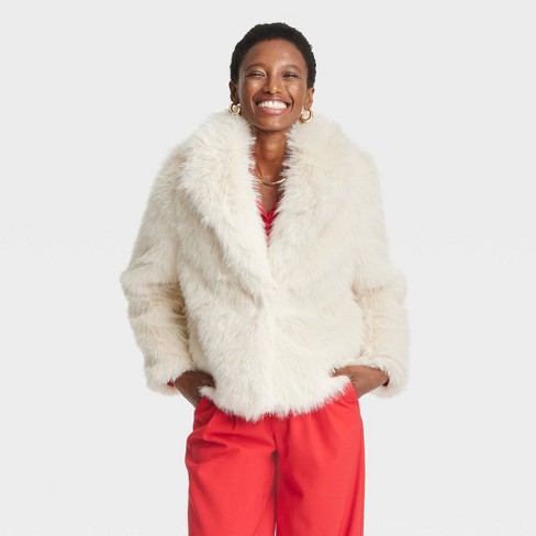 Cream fuzzy jacket best sale