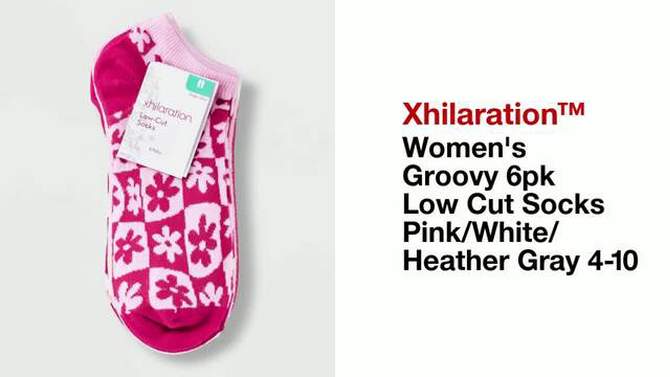Women&#39;s Groovy 6pk Low Cut Socks - Xhilaration&#8482; Pink/White/Heather Gray 4-10, 2 of 5, play video