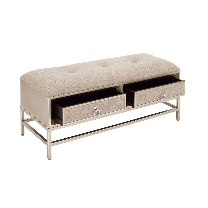 Contemporary Linen Storage Bench Beige - Olivia &#38; May, 6 of 18