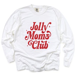 Jolly Mom's Club Distressed - Women's Garment Dyed Long Sleeve Graphic T-Shirt - 1 of 4