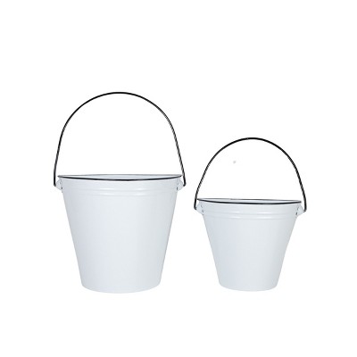 Set of 2 Pail Wall Planters White Metal by Foreside Home & Garden