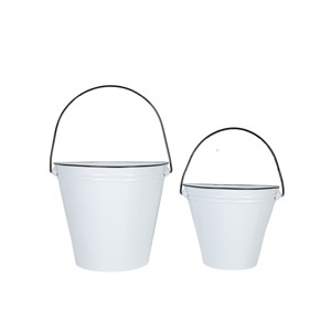 Set of 2 Pail Wall Planters White Metal by Foreside Home & Garden - 1 of 4