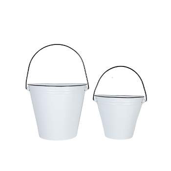 Set of 2 Pail Wall Planters White Metal by Foreside Home & Garden