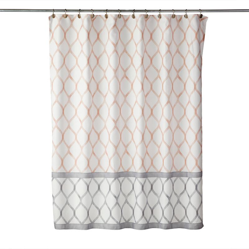 Dancing Lattice Fabric Shower Curtain Gray/Blush - SKL Home, 4 of 5