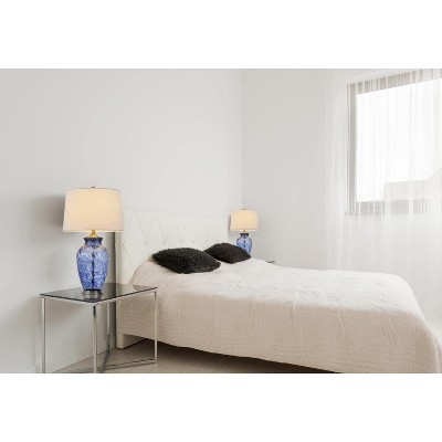 Ashland Sky Blue Hand-Blown Glass Table Lamp with White Shade