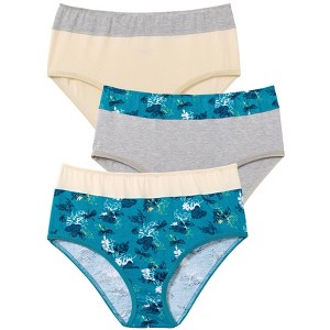 Comfort Choice Plus Size Full Coverage Stretch Cotton Color Block Brief 3-Pack - 1 of 4