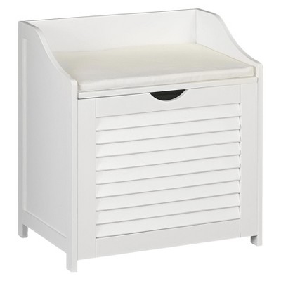 Household Essentials Design Trends Bench Hamper with Shutter Front and Foam Cushion White