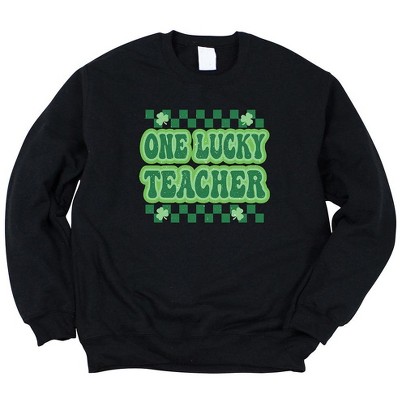 Simply Sage Market Women's Graphic Sweatshirt Checkered Lucky Teacher