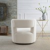Modern Swivel Barrel Chair with 360° Base,Teddy Fabric Upholstered Reading Accent Chair,Round Swivel Chair for Living Room-Baofuwish - 3 of 4