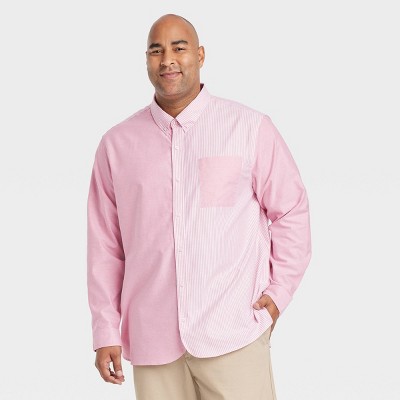 Houston White Adult Oxford Long Sleeve Button-Down Shirt - Pink Striped