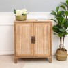 LuxenHome Farmhouse Panel 2-Door Cabinet with Storage, 27.56" Wide Accent and Storage Cabinet with Shelves for Living Room, Kitchen, Entryway Brown - 2 of 4