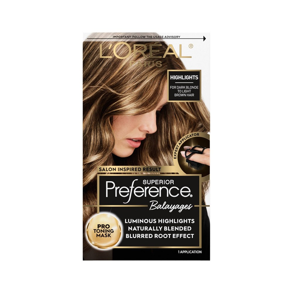 Photos - Hair Dye LOreal L'Oreal Paris Superior Preference Balayage At-Home Permanent Hair Highlighting - Dark Blonde to Light Brown - 3.38 fl oz 