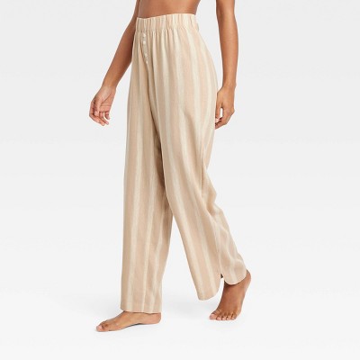Women's Striped Linen Blend Pajama Pants - Stars Above™ Tan Xs : Target