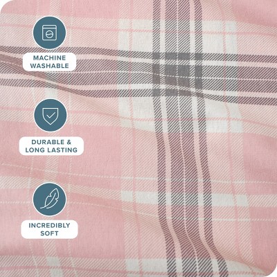 Aurora Plaid Pink Cotton Flannel Full Sheet Set