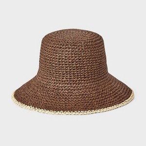 Straw Crochet Bucket Hat - Universal Thread™ Dark Brown L/XL : Target