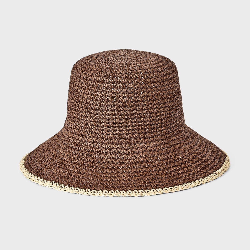Straw Crochet Bucket Hat - Universal Thread™ Dark Brown L/XL