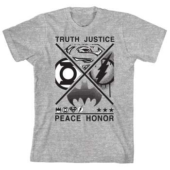 Youth Boys DC Comic Book Justice League Grey Short Sleeve Tee