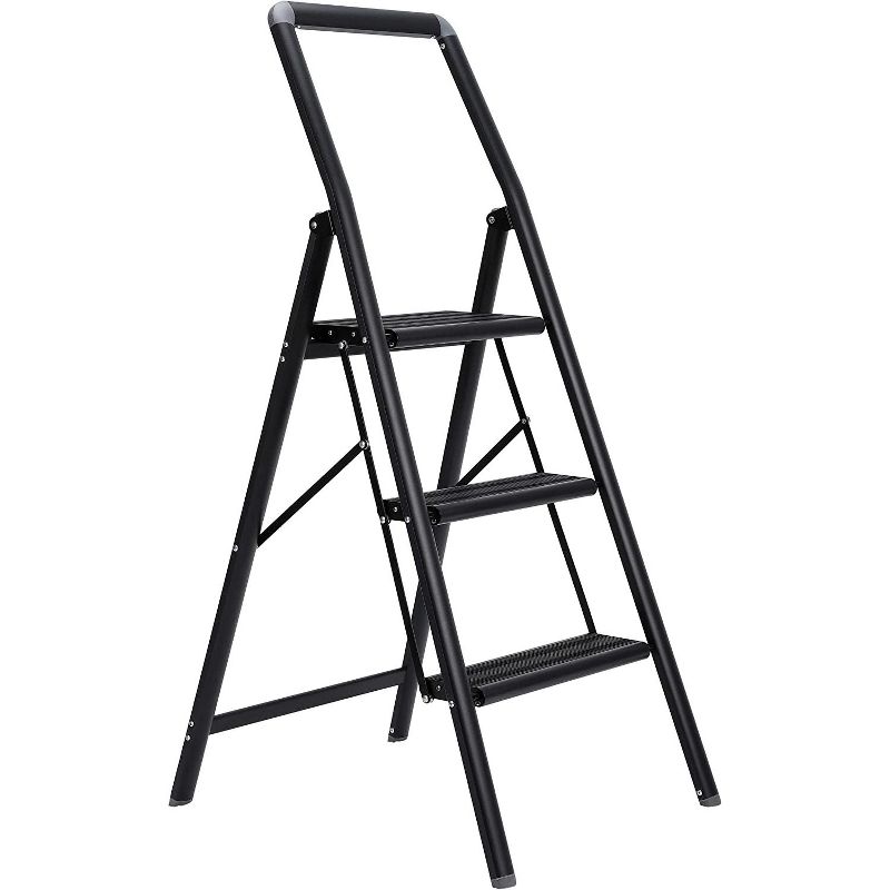 BIRDROCK HOME 3 Step Slim Aluminum Step Ladder - Black, 1 of 7