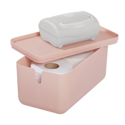 Blush Pink Stackable Lidded Plastic Storage Box