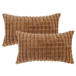 Unique Bargains Checkered Faux Fur Plush Fuzzy Cozy Pillowcases 2 Pcs - 1 of 4