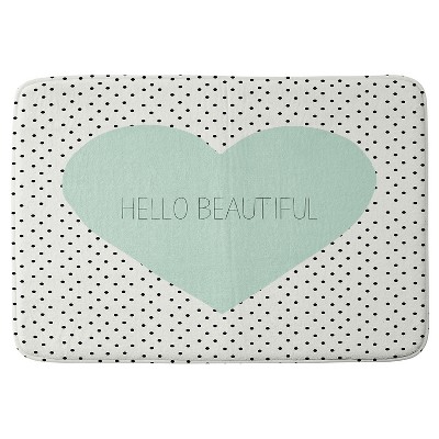 Allyson Johnson Hello Beautiful Heart Cushion Bath Mat Mint - Deny Designs