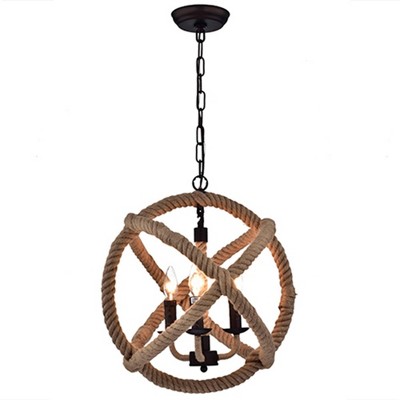 20" x 20" x 20" Twirlie Hemp Rope Chandelier Brown - Warehouse Of Tiffany