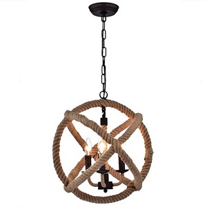 20" x 20" x 20" Twirlie Hemp Rope Chandelier Brown - Warehouse Of Tiffany - 1 of 2