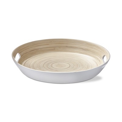 TAG Bamboo Serving Tray with Handles White, 13.5L x 13.5W x2.25H inches
