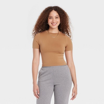 Women's Slim Fit Short Sleeve Seamless Baby T-Shirt - A New Day™