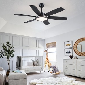 52" Modern Ceiling Fan with Light Kit and Remote - 1 of 4