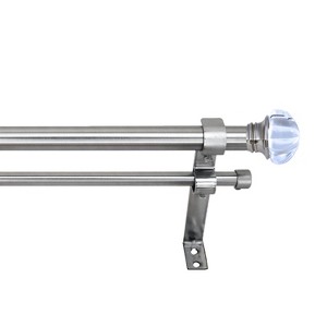 Versailles Imperial Regal Double Steel Heavy Duty Curtain Rod Set for Windows Brushed Nickel - 1 of 3
