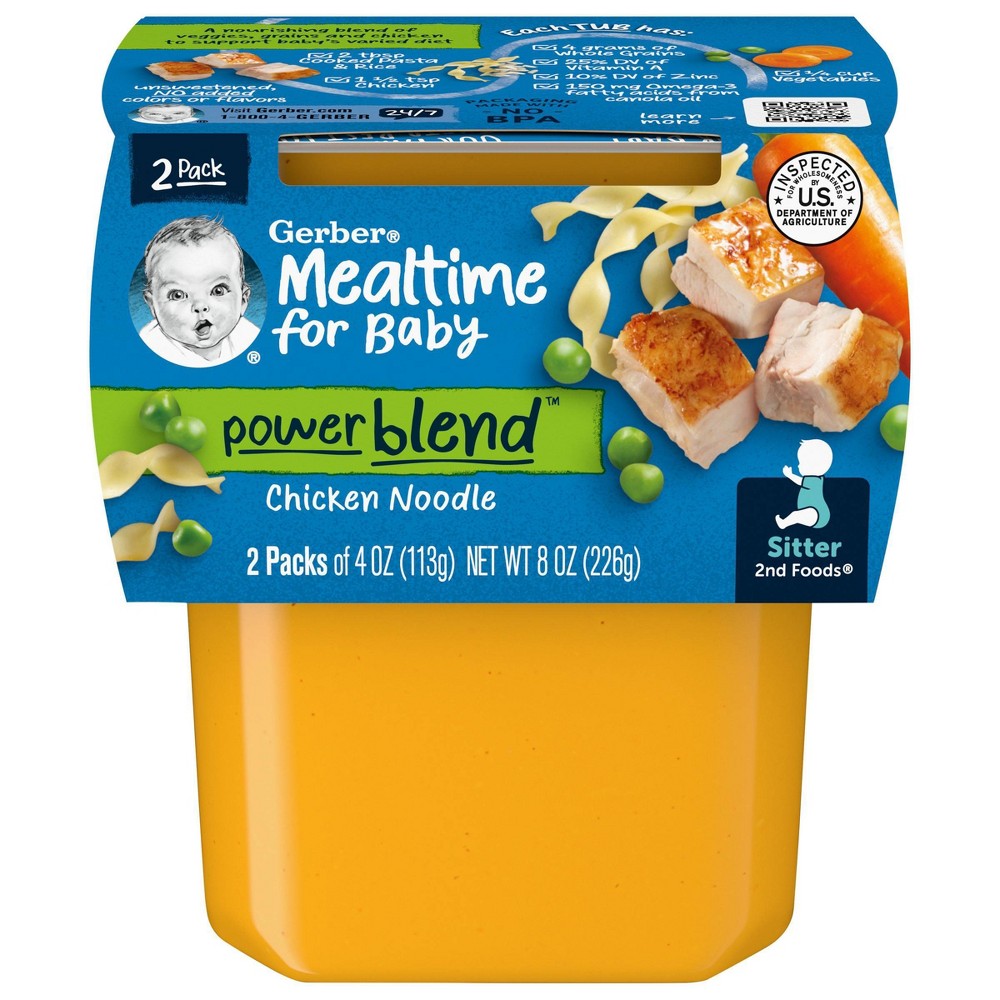 Photos - Baby Food Gerber Sitter 2nd Foods Chicken Noodle Baby Meals - 2pk/8oz 