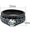 Slickblue Women's Stacked-Style CZ Ring – Clear Center with Blue Cluster Accents, IP Gunmetal Finish, Size 5–10 - 2 of 4
