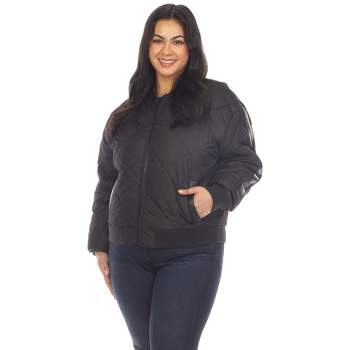 90 Degree By Reflex Womens Lightstreme Funnel Neck Bomber Jacket With  Ribbed Details And Zipper Pockets : Target