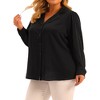 Agnes Orinda Women's Long Sleeve Casual Loose Business Work Fashionable Button Down V Neck Shirts - 2 of 4