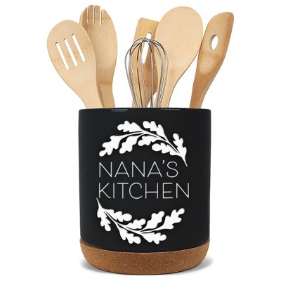 Elanze Designs Nana's Kitchen Black X-Large Cork Bottom Kitchen Utensil Holder
