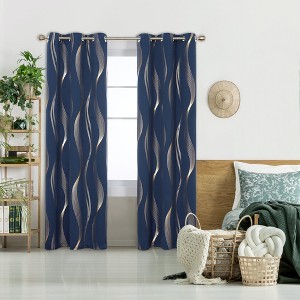 Deconovo Gold Wave 52 Width Curtain (2 Panel) - 1 of 4