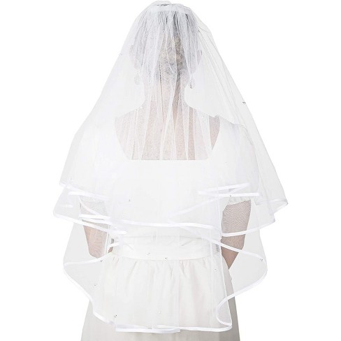 Sparkle And Bash 2 Tier Veil For Bride With Crystals Ivory Bridal Veil For Wedding 30 In Target