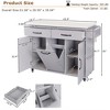 Kitchen Island with Trash Can Storage Cabinet, Rolling Kitchen Cart with Drop Leaf, Mobile Kitchen Island On Wheels For Dining Room Kitchen - 3 of 4