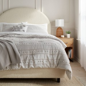 8pc Clipped Stripe Poms Comforter and Sheet Set Gray - Threshold™ - 1 of 4