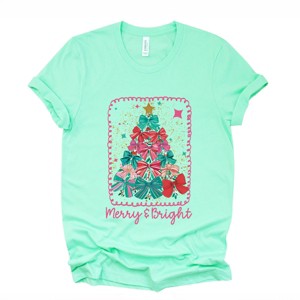 Merry & Bright Bow Tree - Women's Short Sleeve Graphic T-Shirt - 1 of 4