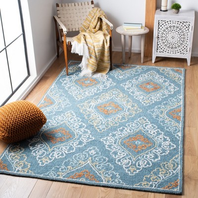 Hand-Tufted Country Casual Blue Wool Rectangular Rug 4' x 6'