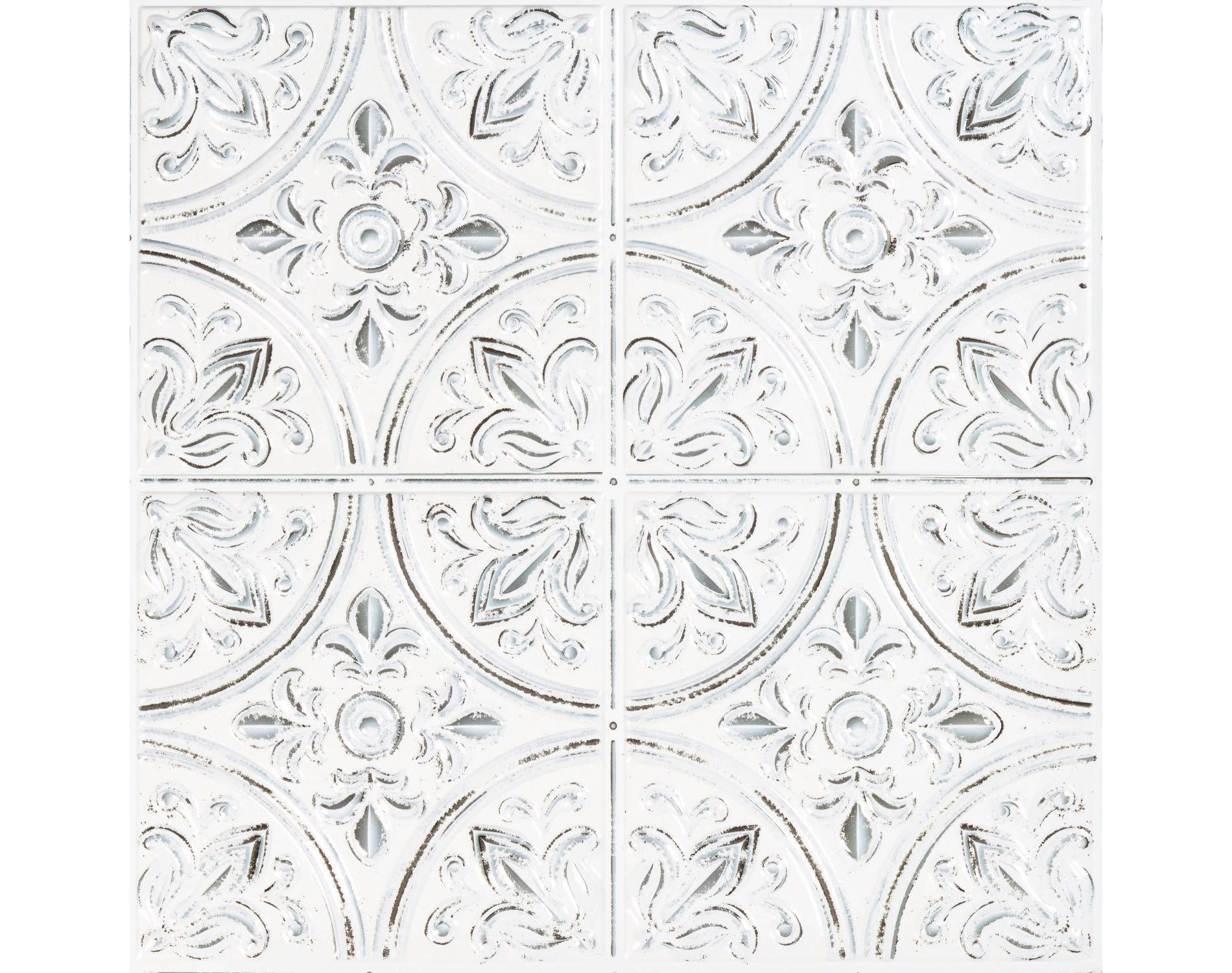RoomMates Peel and Stick Tile Backsplash White Tin: Self-Adhesive Vinyl Wallpaper, Classic Abstract Pattern, 3.06 Sq Ft Coverage