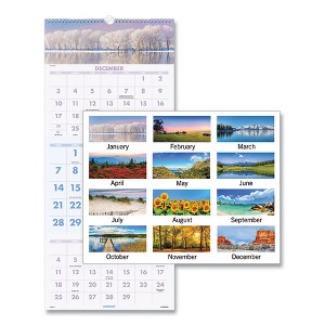 Scenic Three-Month Wall Calendar, Landscape Photography, 12 x 27, White Sheets, 14-Month: Dec 2024 to Jan 2026 - 1 of 4