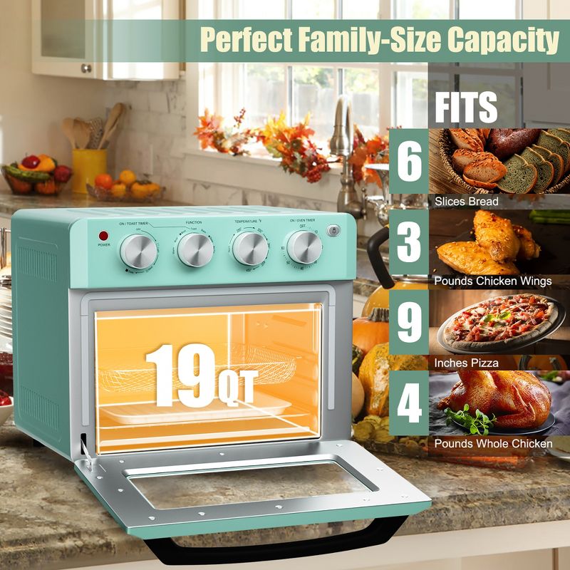 Costway 7-in-1 Air Fryer Toaster Oven 19 QT Dehydrate Convection Ovens w/ 5 Accessories, 4 of 11